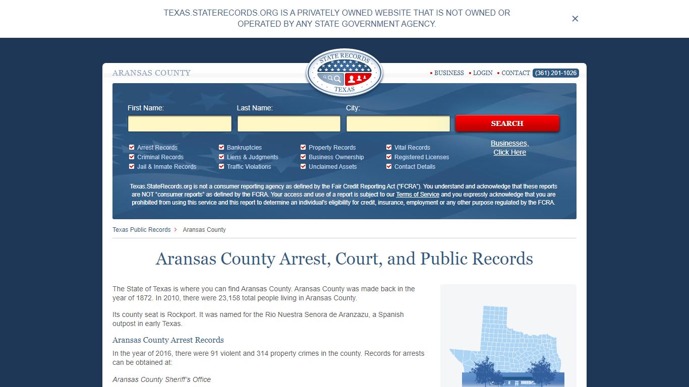 Aransas County Arrest, Court, and Public Records