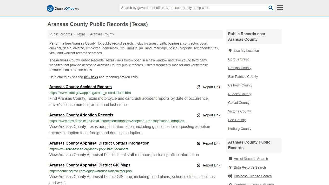 Public Records - Aransas County, TX (Business, Criminal, GIS, Property ...
